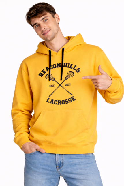 Hoodie Amarillo Estampado Deportivo
