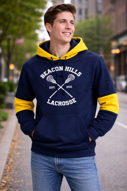 Hoodie Deportivo Bicolor Azul y Amarillo